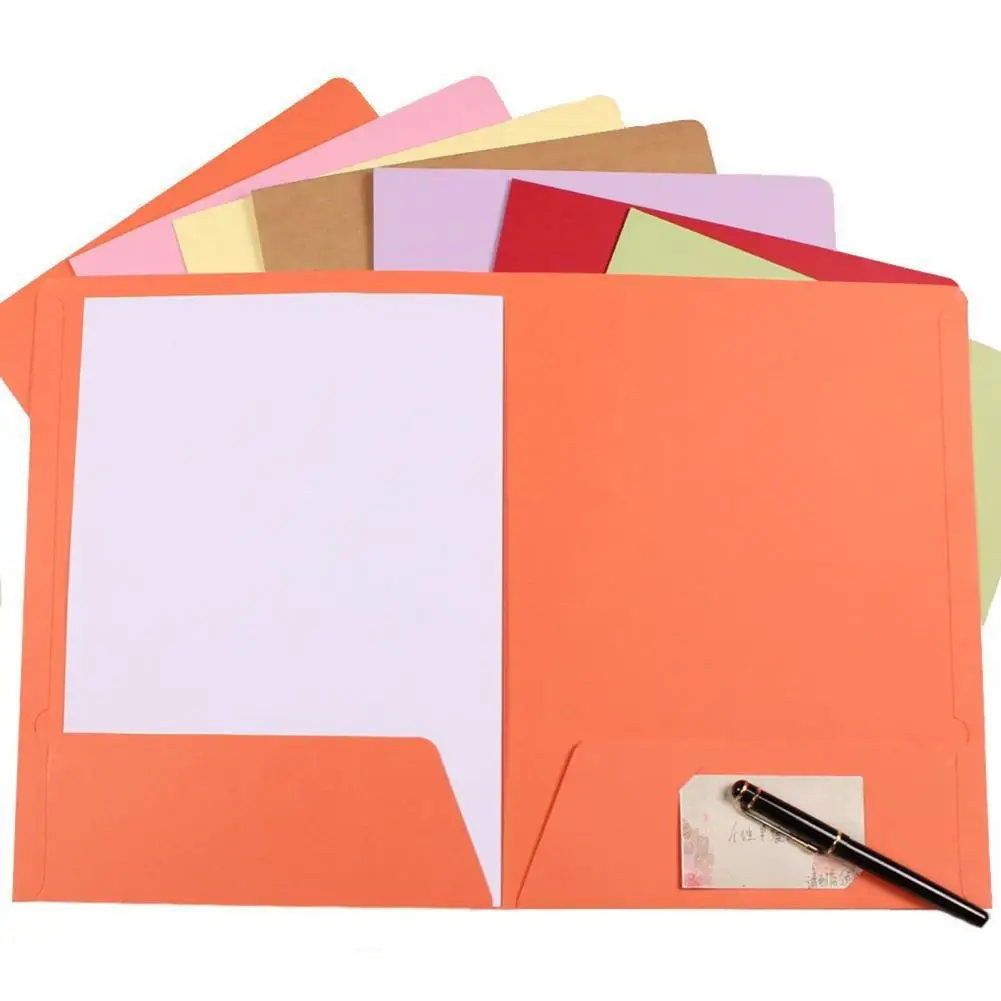 School Paperwork Organizer Color-coded A4 Double File Folder with Business Card Slot for Paperwork Organization Visual Appeal