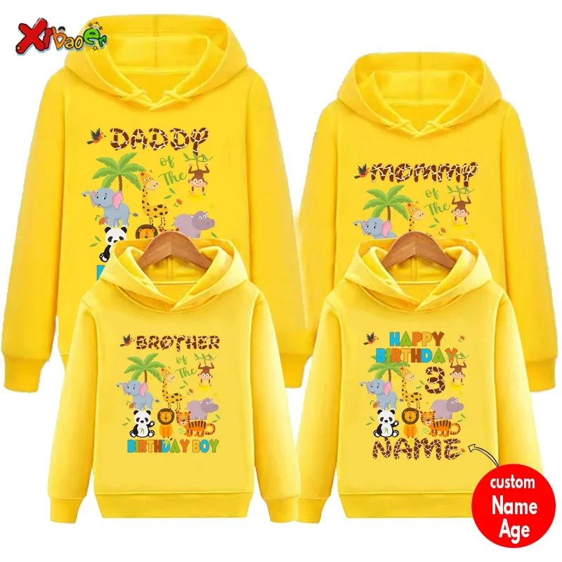 Family Matching Outfits Sweatshirt Hoodie Spring Safari Floral Zoo Wild Birthday Clothing Matching Kids Vacation Outfits Holiday