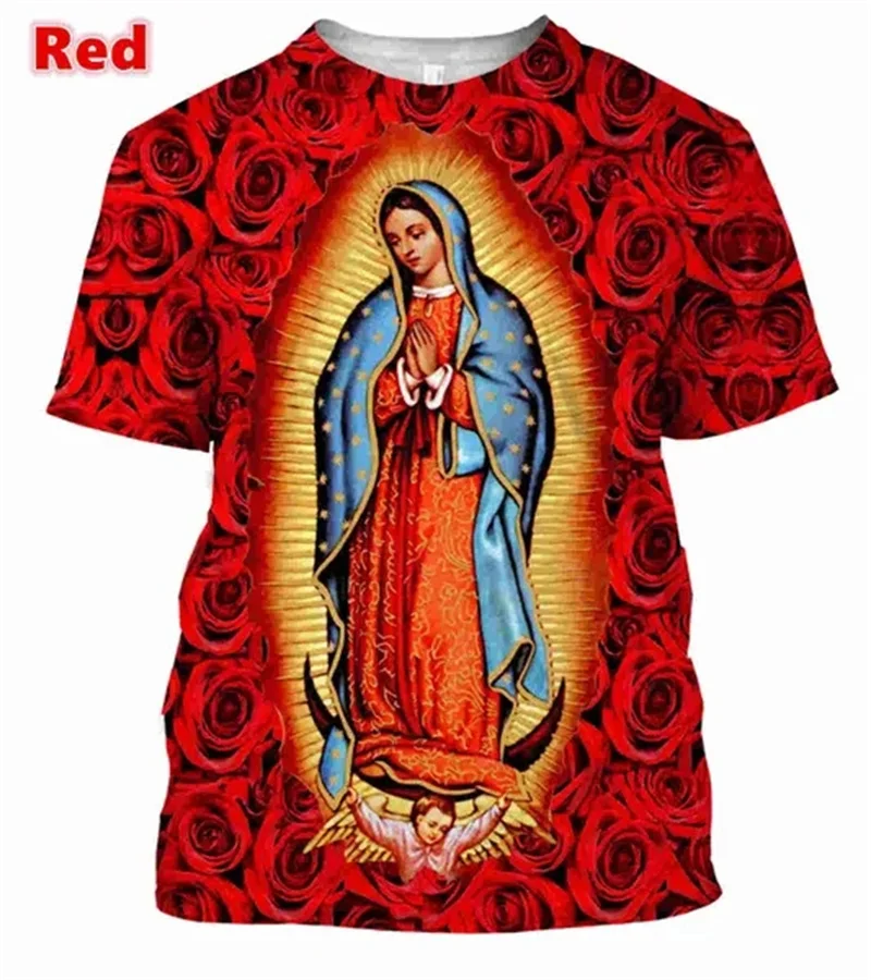 Christian Mother Of God Virgin Mary 3D Printing T Shirt Jesus Cross God Cross Jesus Loves All Christian Unisex Tee Shirts Tops