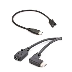 USB Typ C zu Mini USB Kabel 90 Grad USB C Stecker zu Mini USB Buchse Adapter Konverter Ladegerät Datenkabel für Laptop-Telefone