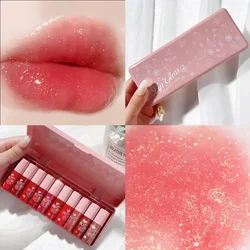 Mini 10 Colors Liquid Lip Gloss Waterproof Non-stick 24 Hours Long Lasting Velvet Matte Lipstick Lip Gloss Cosmetic Makeup Care