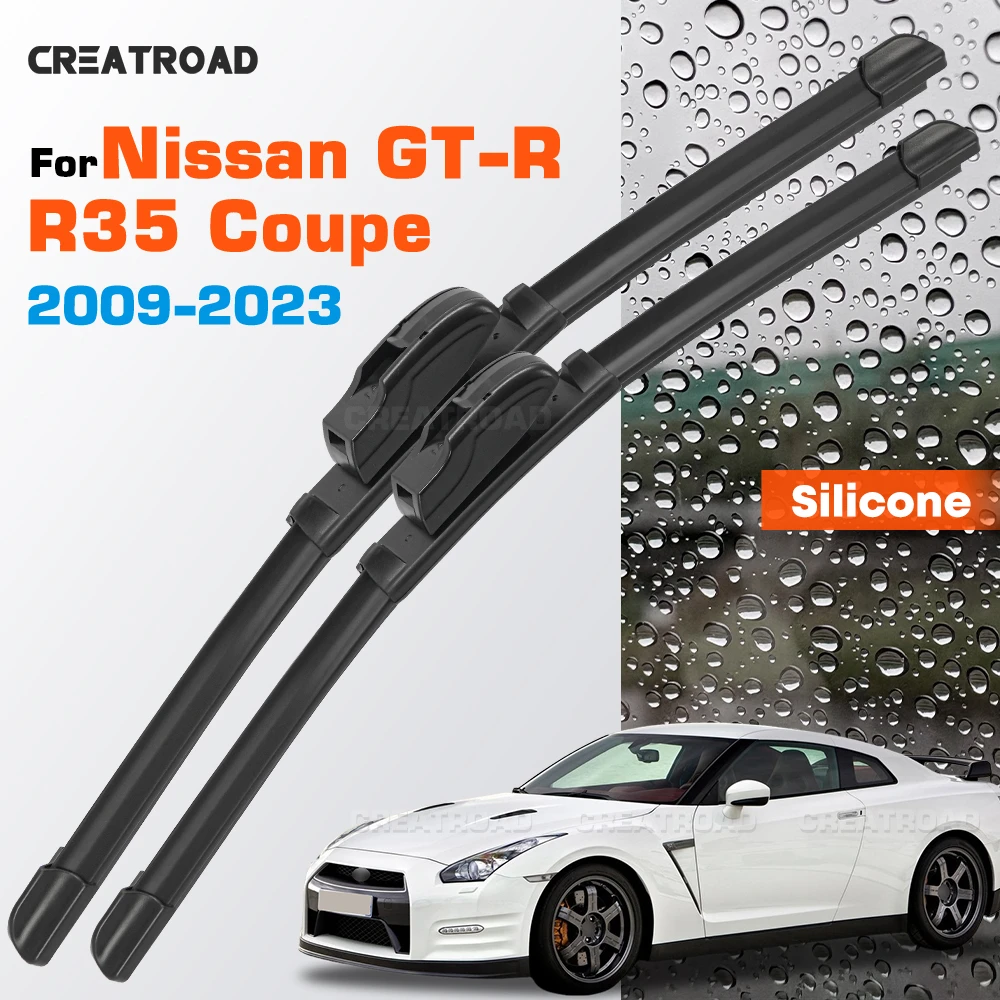 

Silicone Wiper Blades Fit For Nissan GT-R R35 Coupe 2009-2023 Coated Silent HD Wear-Resistant Car Windshield Wipers 22"+19"