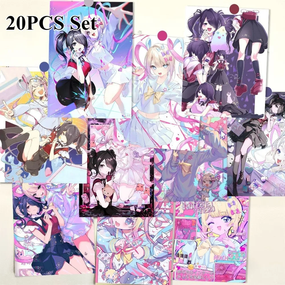 20Pcs Cartoon Kangel Stickers Anime Needy Girl Overdose DIY Stickers Scrapbooking Phone Luggage Skateboard Waterproof Decals