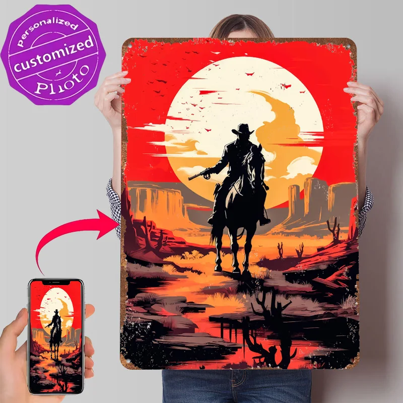 Affiche Métallique Arthur Red Dead Redemption, Art Mural Personnalisé, Panneaux en Fer Blanc Rétro Vintage pour Décoration Moderne de Maison de Luxe
