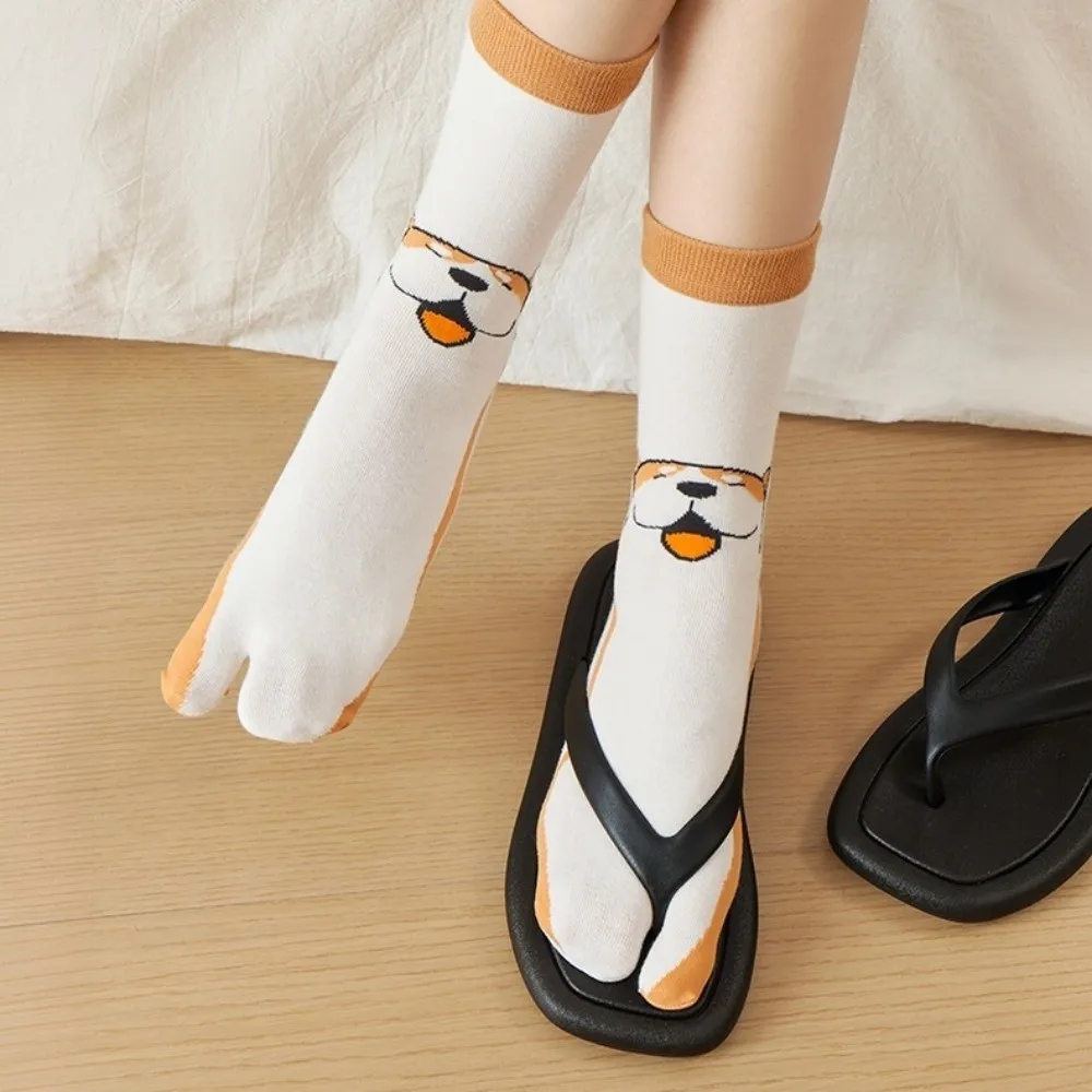 Dolphin Mid Calf Funny Socks Comfortable Fashion Two-toed Socks Cute Breathable Flip Flop Socks Gift