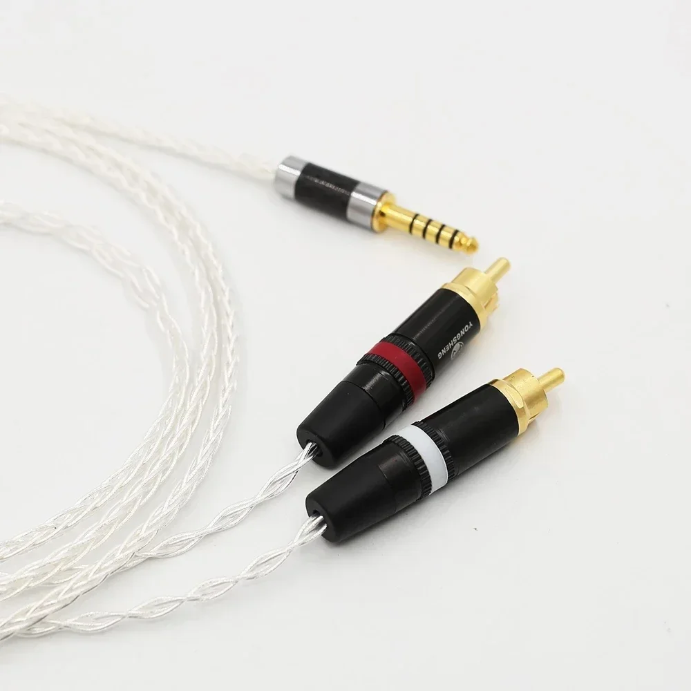 8-rdzeniowy posrebrzany kabel słuchawkowy Audio HIFI 4.4mm do 2 RCA pozłacana wtyczka przewód zamienny