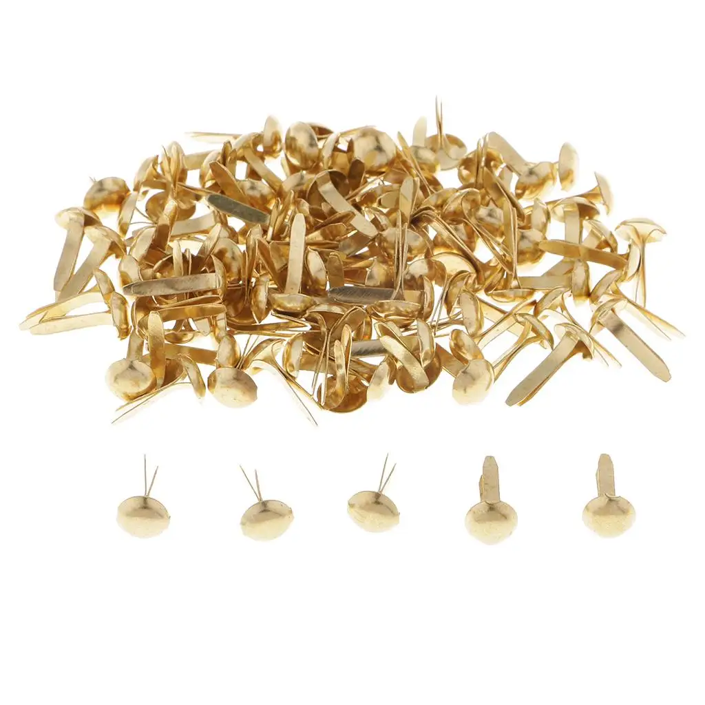 200pcs 6mm Gold Metal Split Pins Brads DIY Paper Fasteners for Scrapbooking