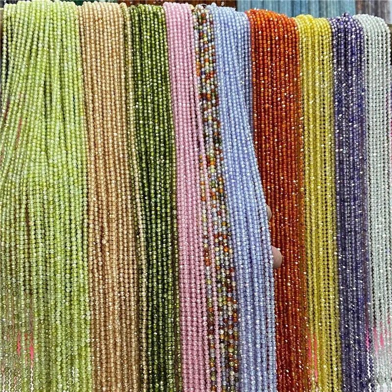 2mm/3mm/4mm/ Natural Faceted Zircon Stone Beads for Making Bracelet Necklace Ring Waist Chain Accessries DIY Shine Jewelry