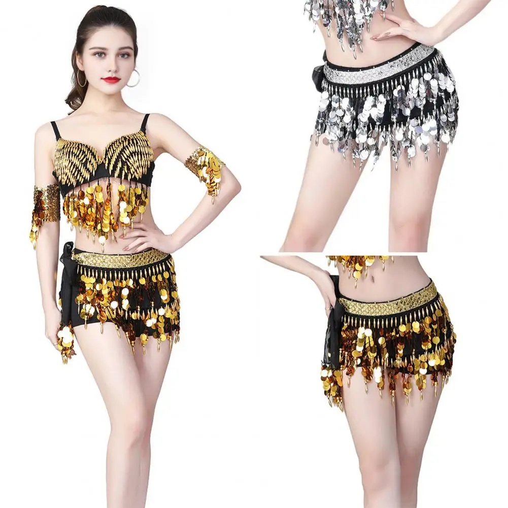 

Women Belt Belly Dance Scarf Hip Belly Accessories Sequins Tassel Triangle Wrap Costume Belt Shawl Fringe Belly Dance Women