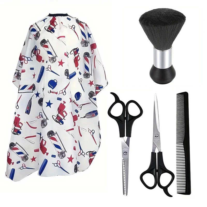 Professional barber hair shawl, adjustable salon hair apron, comb brush kit for hair dyeing and shaving scissors