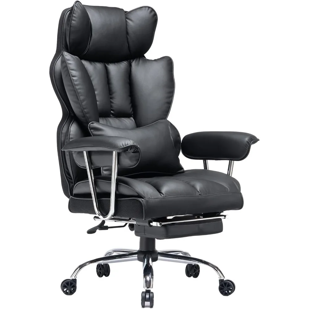 

Office Chair, Tall Office Chair, PU Leather Computer Chair, Administrative Office Chair with Leg Rest and Lumbar Support