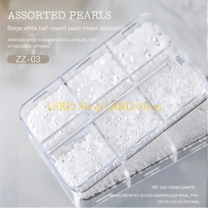 L8RD Multi-Sizes DIY Half Round Flat Back Beads ABS Imitation Pearls Decoration Phone Art Jewelry Manicure Tools