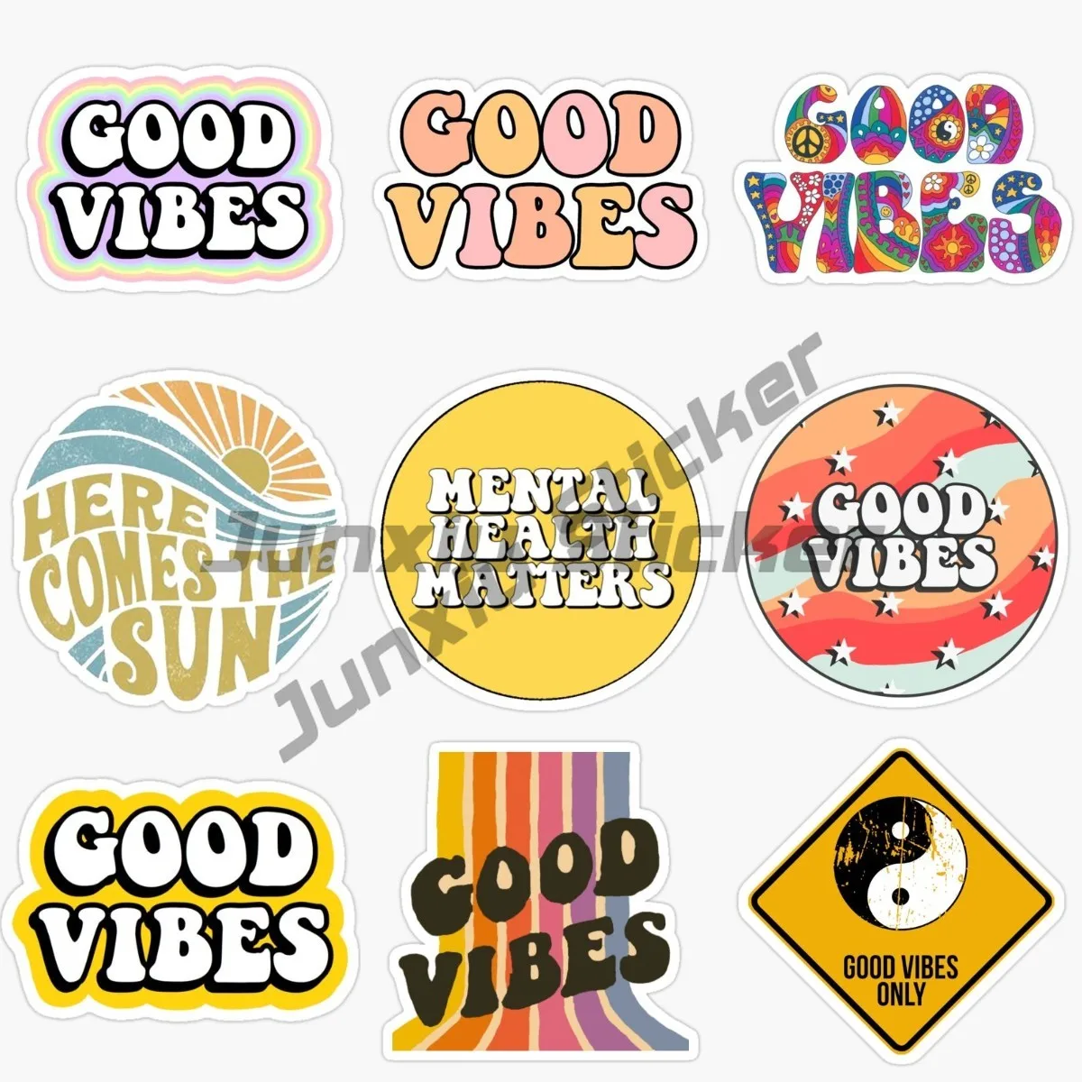 Good Vibes Stickers Perfect for Laptops, Suitcases, Car Bumpers, Motorcycle Bicycle Scooter Kayak Vinyl Decals