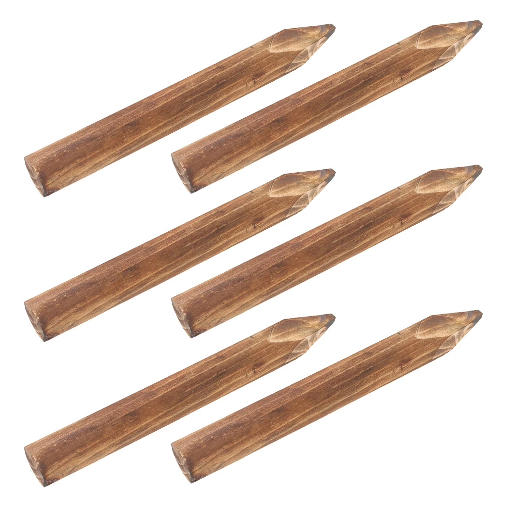 

6pcs Carbonized Wood Fence Pickets Outdoor Durable Weather Resistant Garden Landscape Stakes for Yard Lawn Park Border Edging