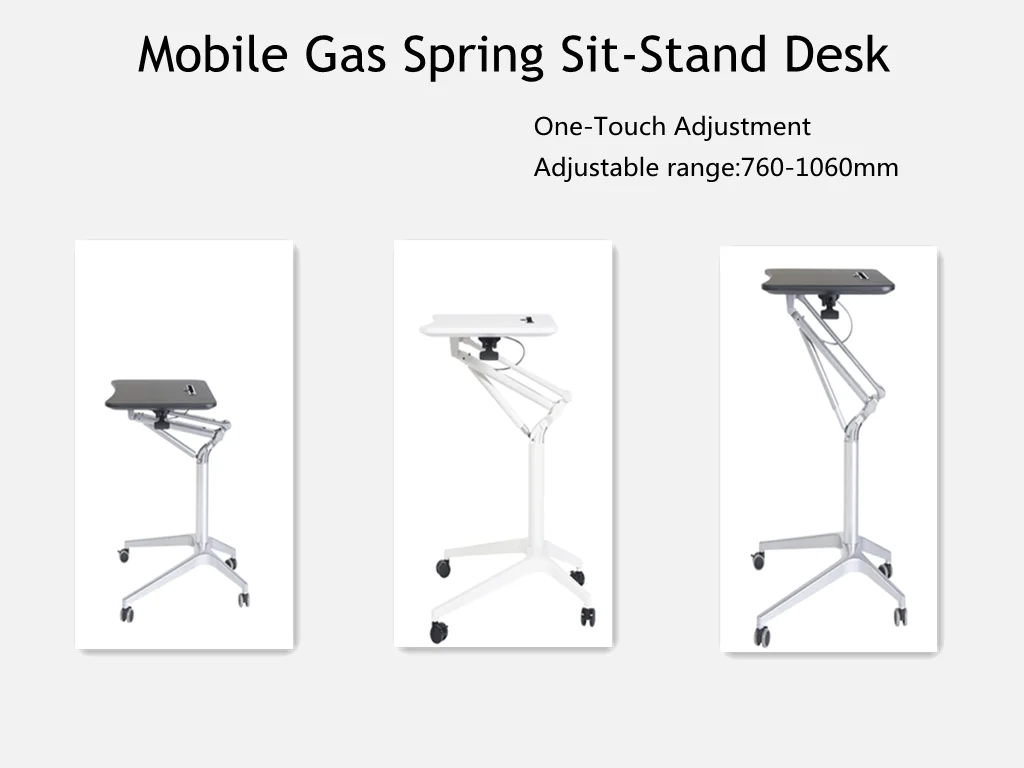 Compact Mobile Pneumatic gas-lift Office Height Adjustable Sit Stand Desk