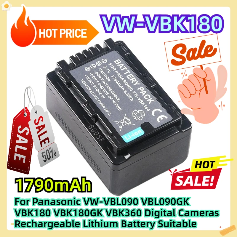 

For Panasonic VW-VBL090 VBL090GK VBK180 VBK180GK VBK360 Digital Cameras Rechargeable 3.7V Lithium Battery Suitable