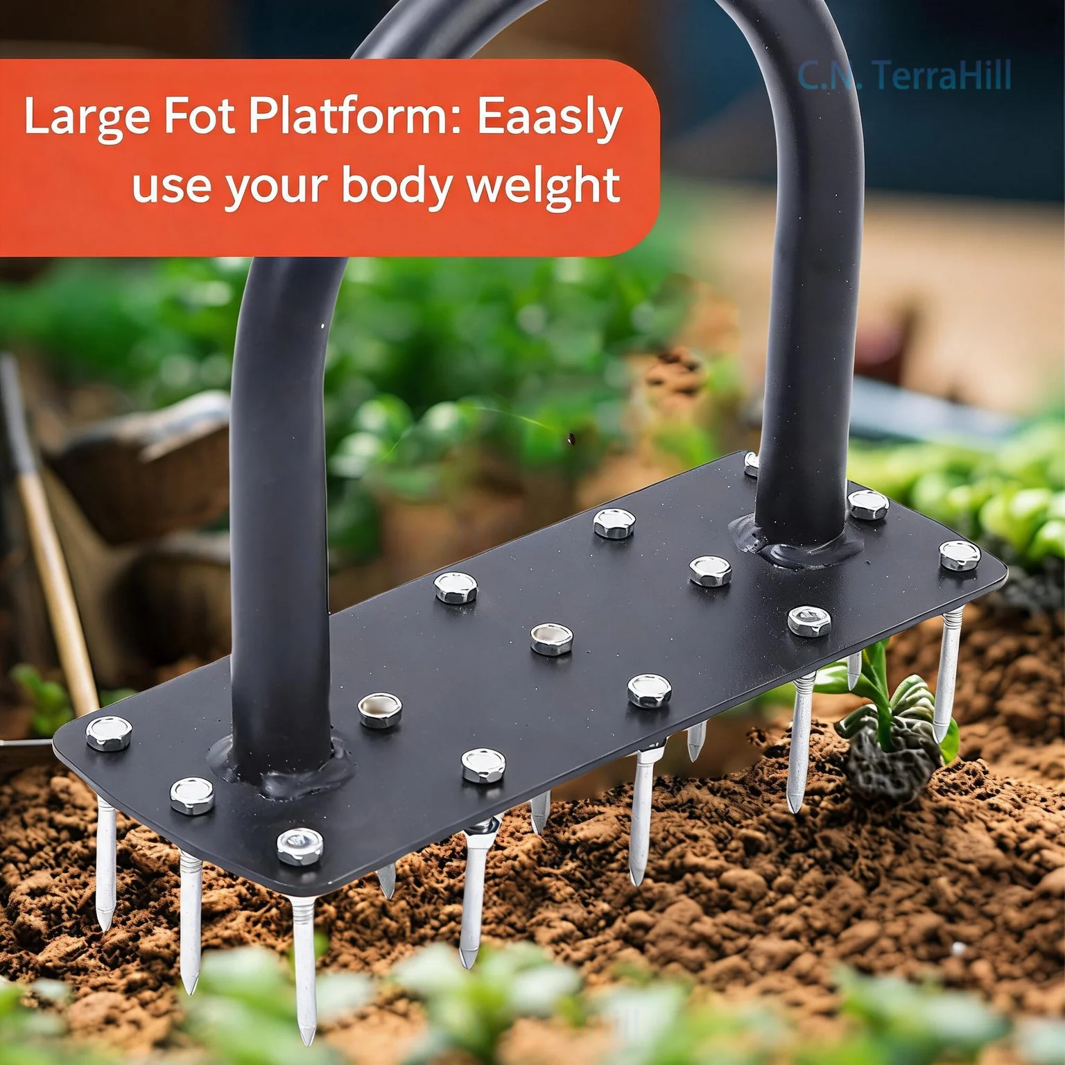 Garden Lawn Soil Aerator Tool, Standing Lawn Dethatcher Rake for Yard Grass Care, Heavy Duty Garden Tool