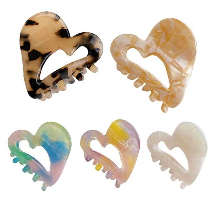 MXMB Heart Hair Jaw Clips Lovely Small Hair Claw Clips Non-Slip Bangs Catch Barrettes Acetate Mini Ponytail Decor