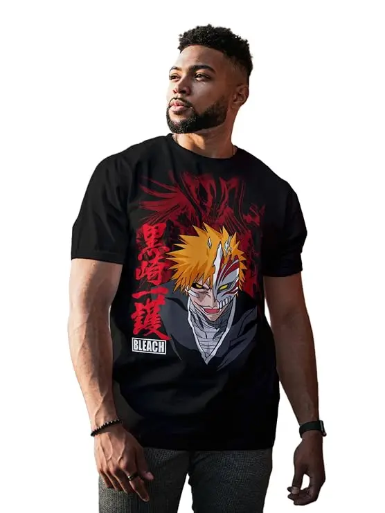 2026 Bleach Ichigo Kurosaki Hollow Form Anime Graphic Tee Graphic Cotton Tee Printing High-end Luxury Unisex Style