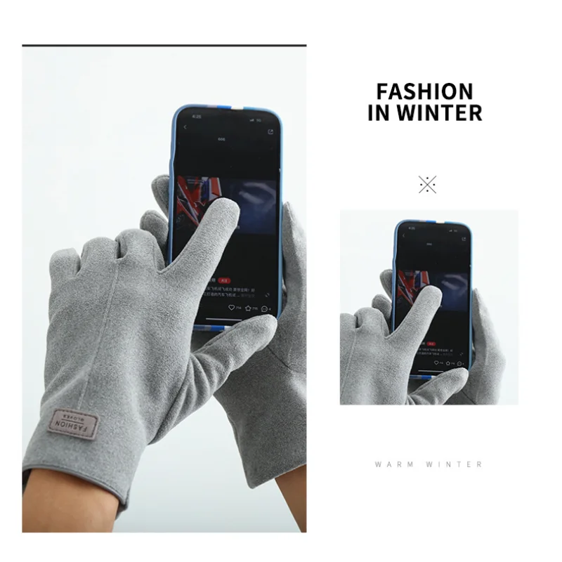 KayCrowne New Fashion Grace Gloves Men Winter Vintage Touch Screen Riding Driving Warm Windproof Full Finger Glove Mittens