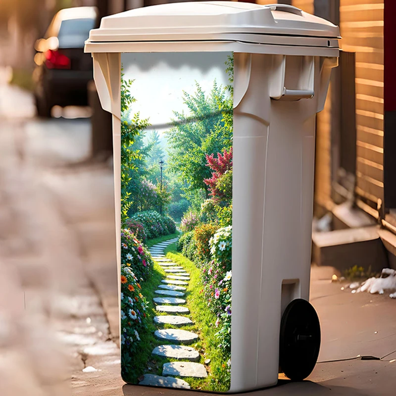 بارك عرض الجدران الفن زهرة الحضانة الطريق الصغيرة البلاستيكية سلة المهملات ملصقات قابلة للإزالة لغرفة المعيشة في الهواء الطلق المطبخ ديكور المنزل