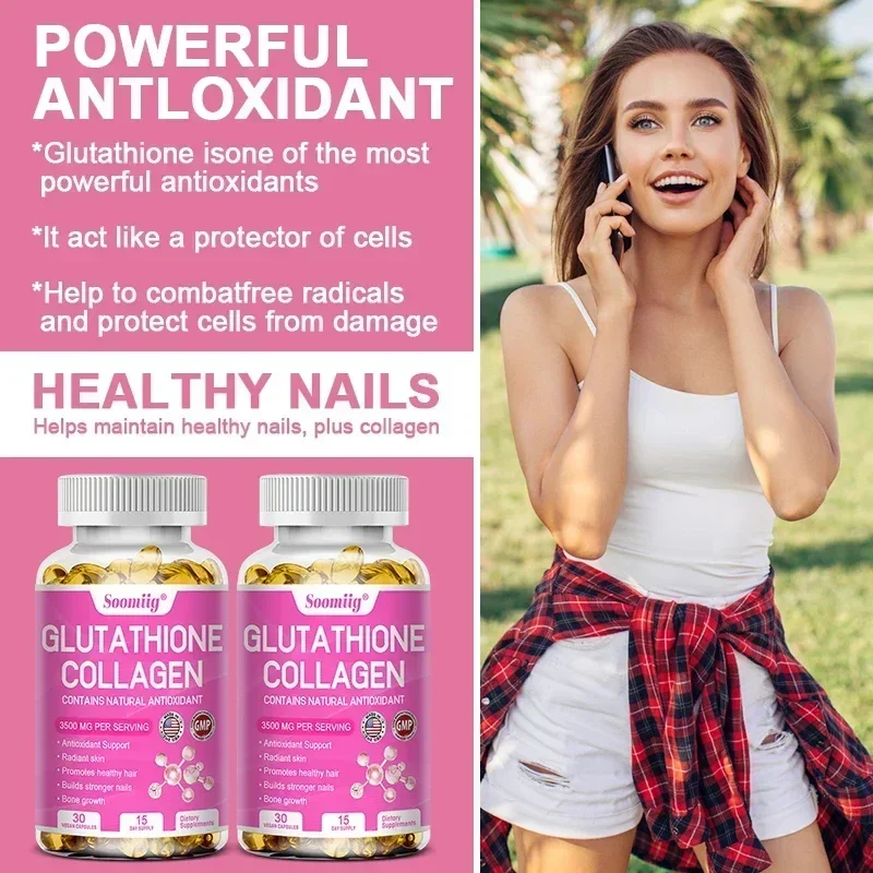 Glutathione Collagen Capsu for Skin Care Hair Care Health & Beauty Supplements Natural Anti-Aging Whitening Immunity Enhancement