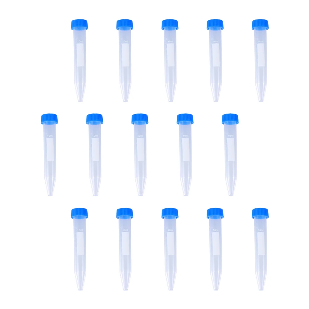 

50 Pcs 10ml Tubes Plastic Laboratory Test Tube Leak Resistant Cover Scientific Supplies Hospital Equipment