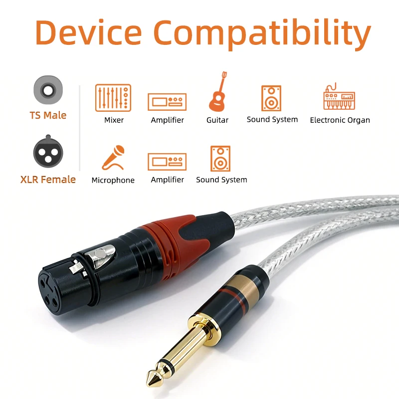 6.5mm to XLR Male Female Cable For Professional Recording Extension Line Balanced XLR Mixer Speaker Amplifier Live Microphone