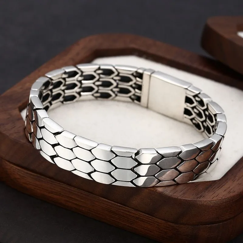 2026 New Chinese Wide Snake Texture Bracelet, Domineering Luxury Boss Vibe Trend Gift Wrist Jewelry For Men