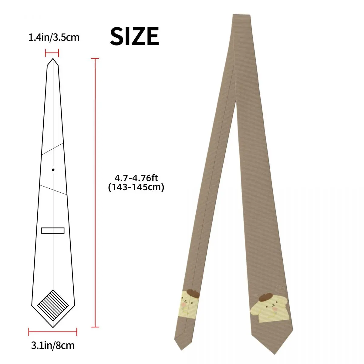 Pom Pom Purin Stropdas Mannen Mager Polyester 8cm Smalle Stropdas voor Heren Shirt Accessoires Das Cosplay Props