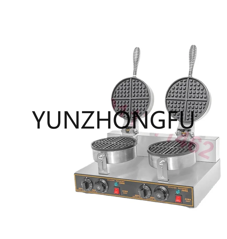 Pan Muffin Baking Machine Commercial Double Head Waffle Maker Egg Cake Oven Non-Stick