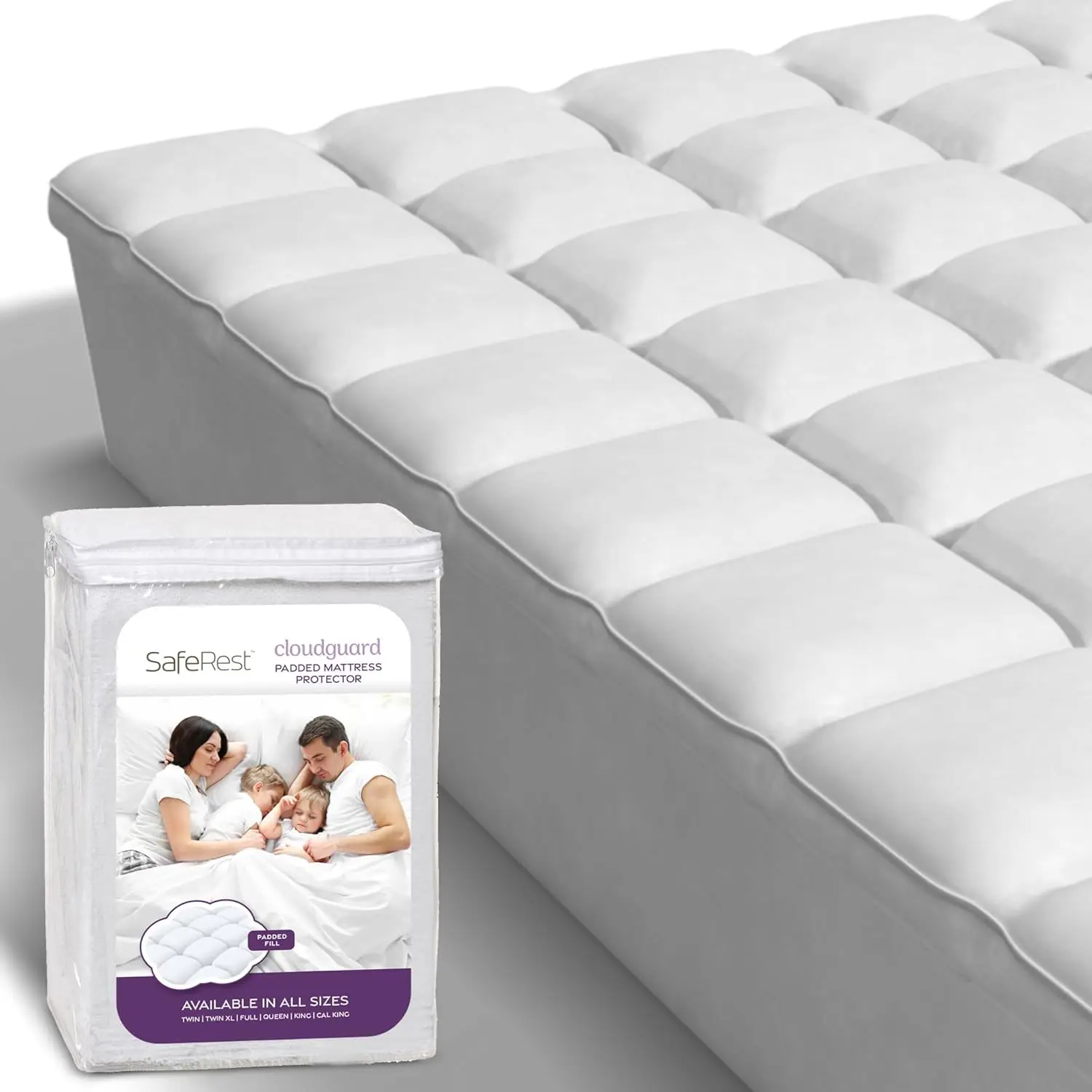 

Queen Size Hybrid Mattress Protector & Pad - Waterproof, Quilted Pillow Top, Extra Padded for Comfort and Protection