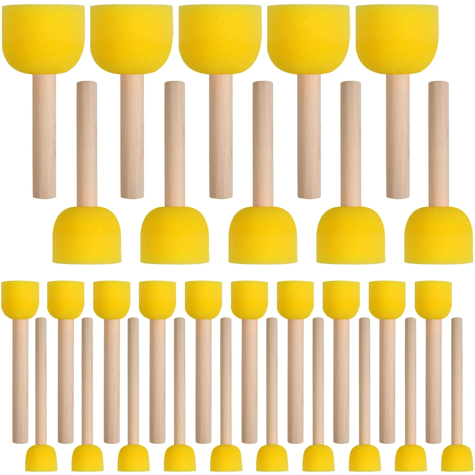 12Pcs Yellow Sponge Paint Brushes for Graffiti, Painting, And Art Projects - Round Mushroom Heads, Durable Rubber