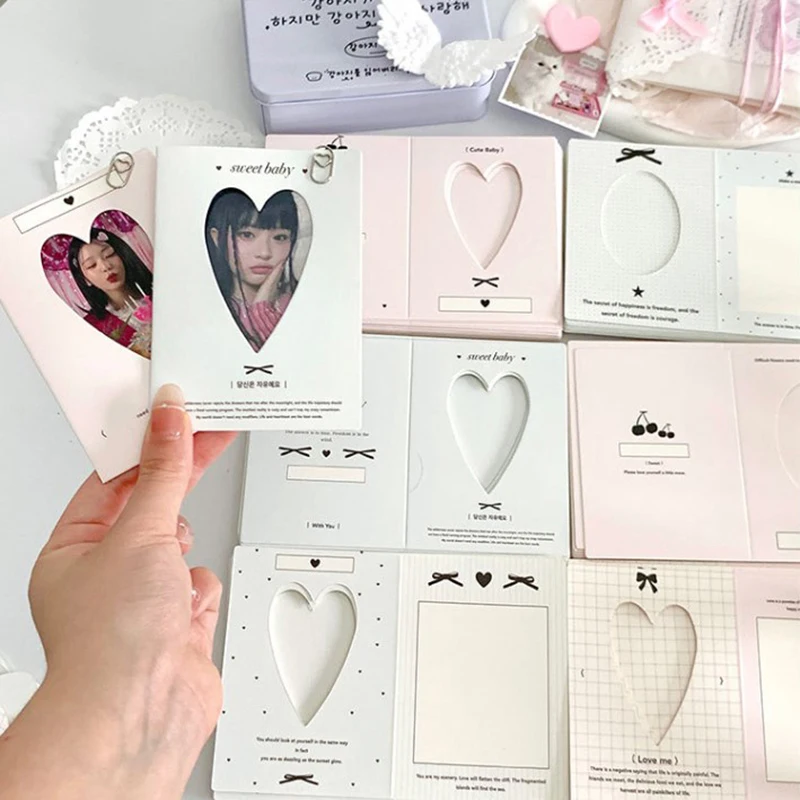 10pcs/pack Hollow Window Folding Back Card Kpop 3 Inch Photocard Holder DIY Small Card Decorative Packaging Material