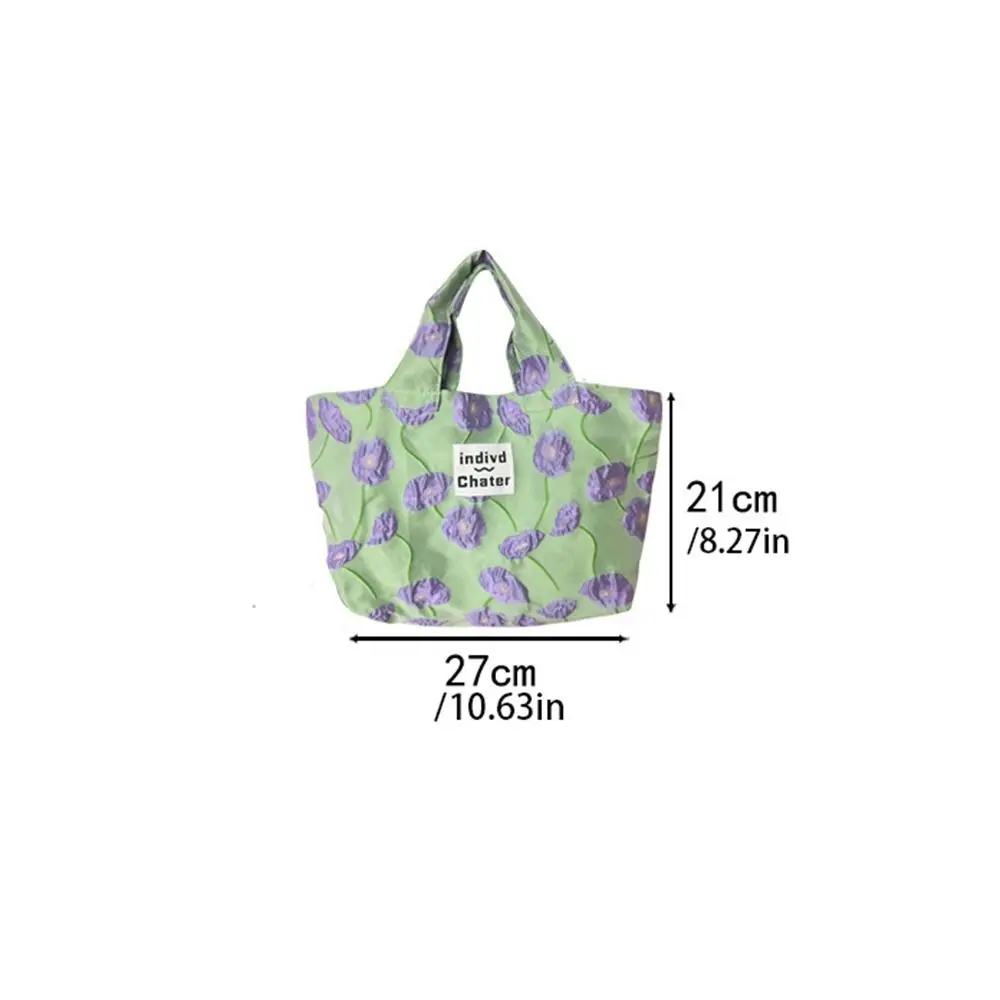 Sac fourre-tout en toile florale tulipe pour filles, sac à déjeuner réutilisable, sac à provisions, sac à main à nœud unique, peinture à l'huile de style français