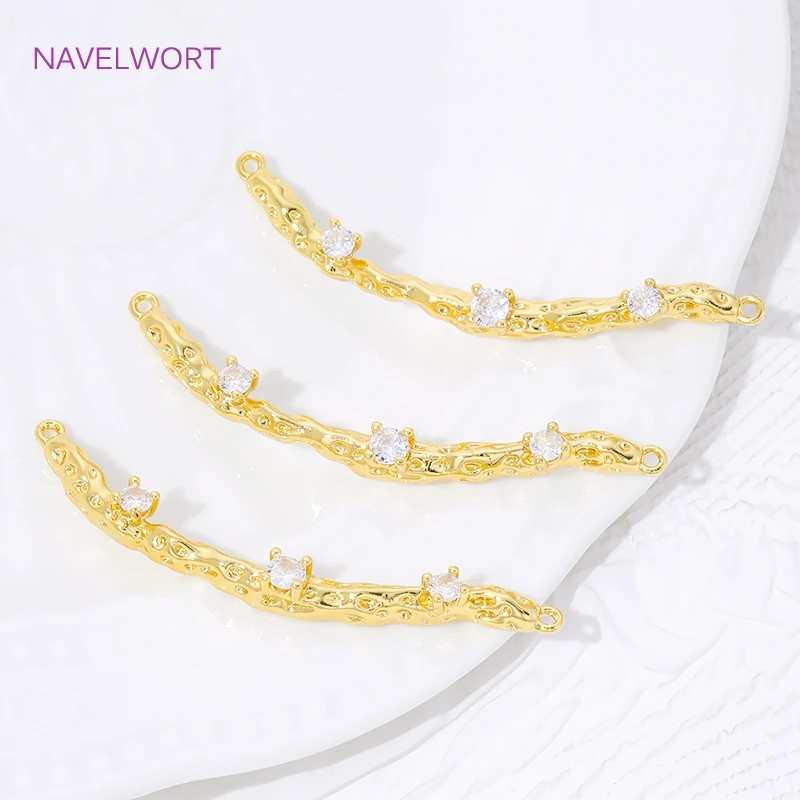 18K vergoldeter Messing-Halbarmbandverbinder mit Zirkonia für die Armbandherstellung, Verbinder für Schmuck, Zubehör für Schmuck.