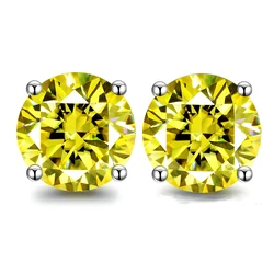 Luomansi Simple S925 Silver Stud Earrings Women 1/ 2CT Pink Green Blue Yellow Moissanite Pass Diamond Test Jewelry Wedding Party