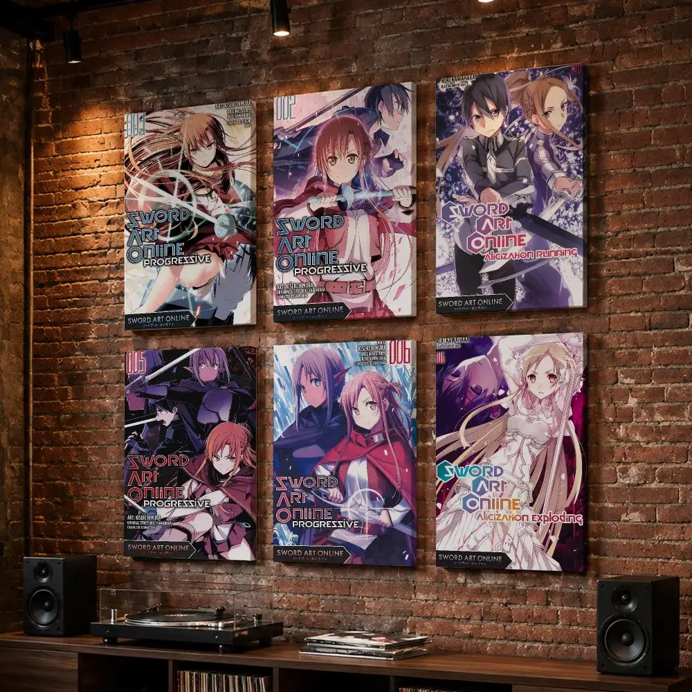 S-sword Art Online Anime Framed Wall Painting Wood Framed Wall Art Print For Bedroom Living Room Hallway Office Home Decor