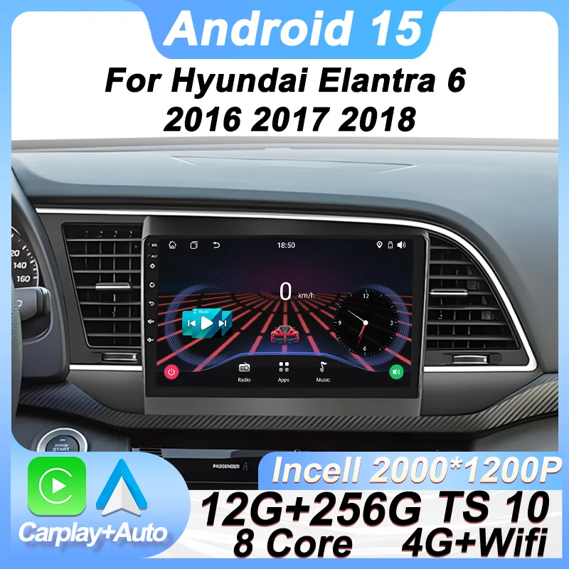 

Android 15 Car Radio 2 Din Carplay Stereo For Hyundai Elantra 6 2016 2017 2018 Automotive Multimedia Navigation GPS 8 Core RDS