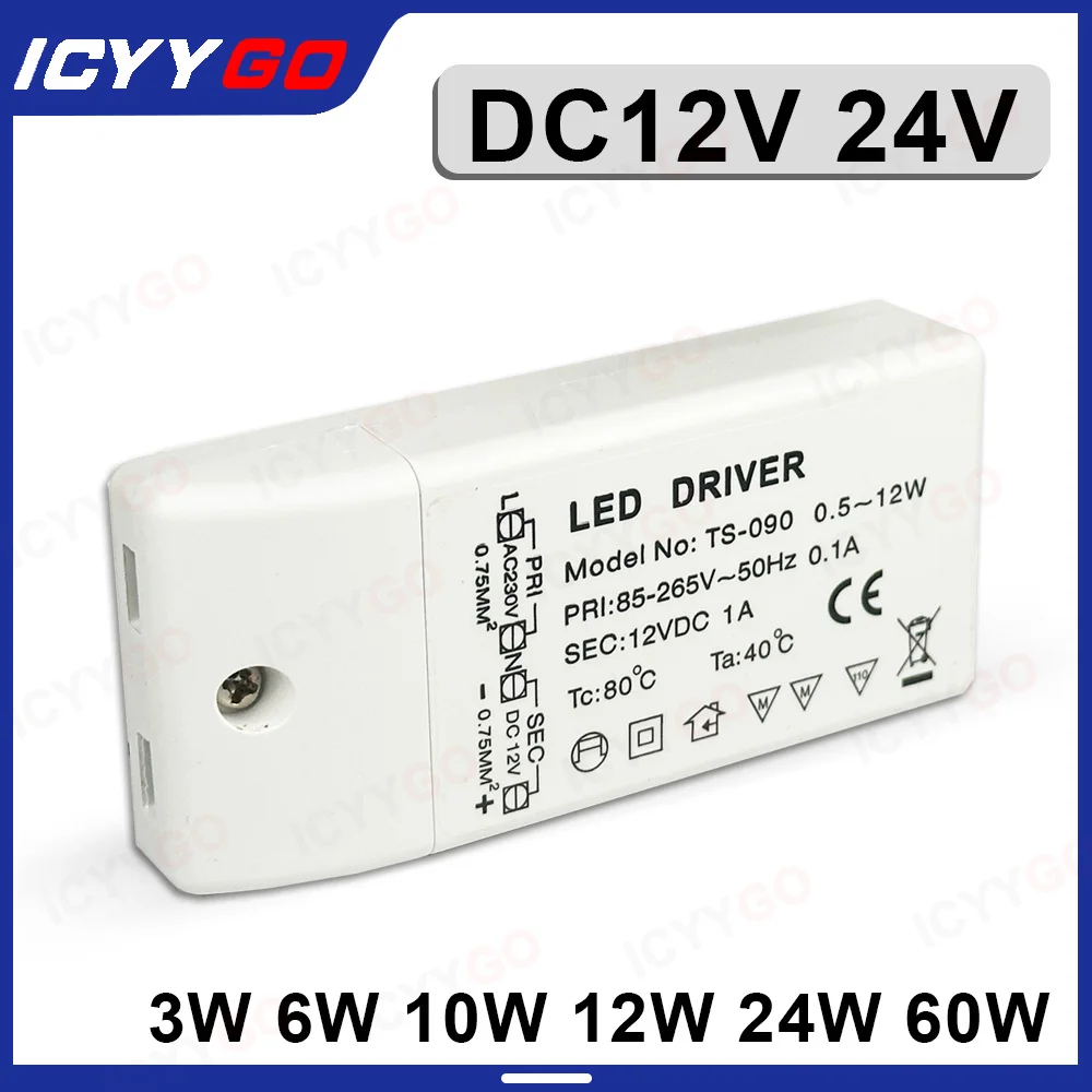 12V 24V LED Power Driver LED High Power 10W 12W 24W 36W 60W LED Drive Constant Current Power Supply 500MA 600MA 1A 2A 3A 6A