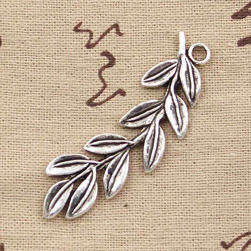 8pcs Charms Olive Branch Wreath 52x23mm Antique Silver Color Pendants DIY Crafts Making Findings Handmade Tibetan Jewelry