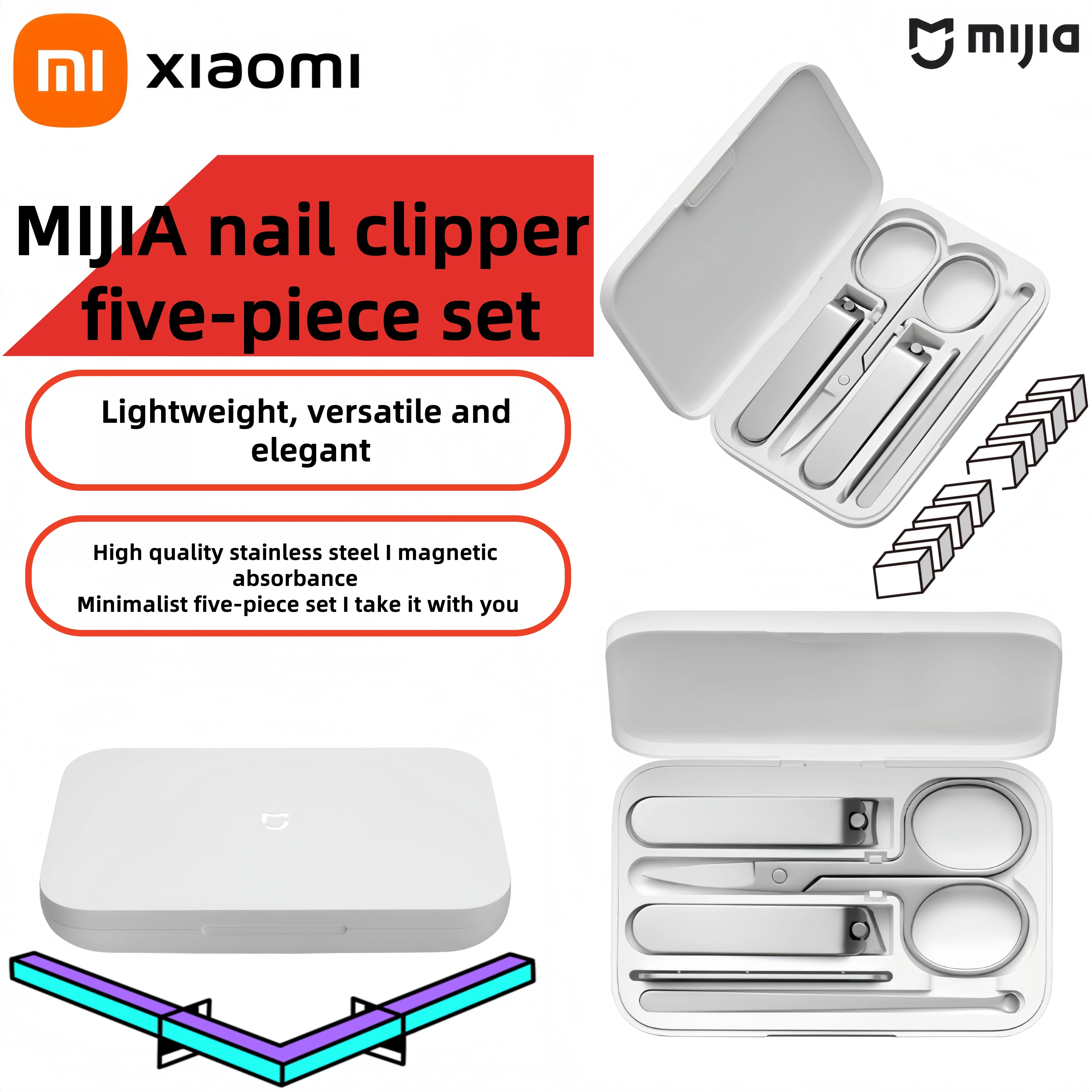 

Новый оригинальный Xiaomi Mijia маникюрные кусачки для ногтей педикюрный набор портативный дорожный гигиенический набор из нержавеющей стали набор инструментов для резки ногтей