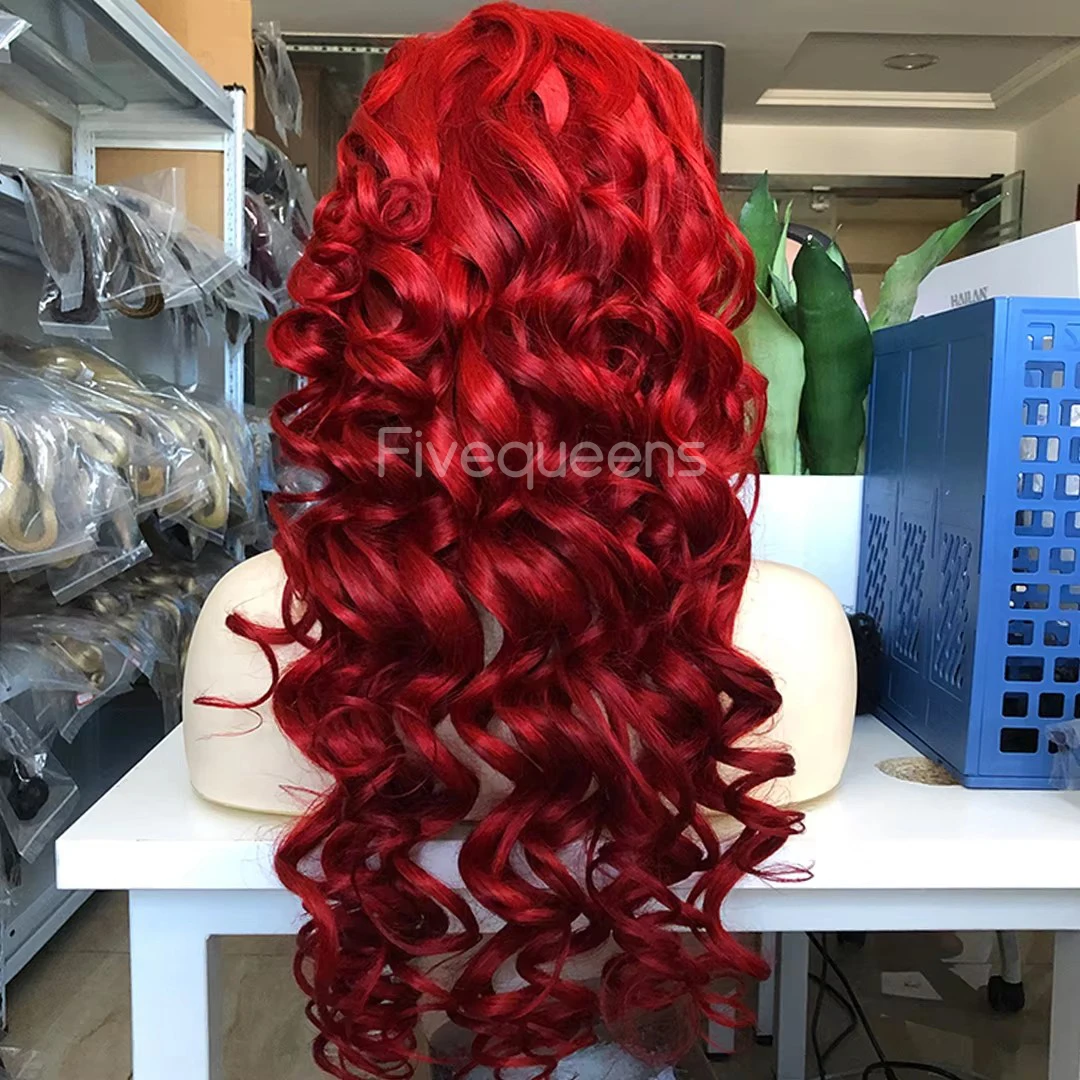 13X4 Red TP Lace Frontal Human Hair Wigs Red Colored Body Wave Lace Front Wig Burgundy Brazilian Hair Wigs For Women