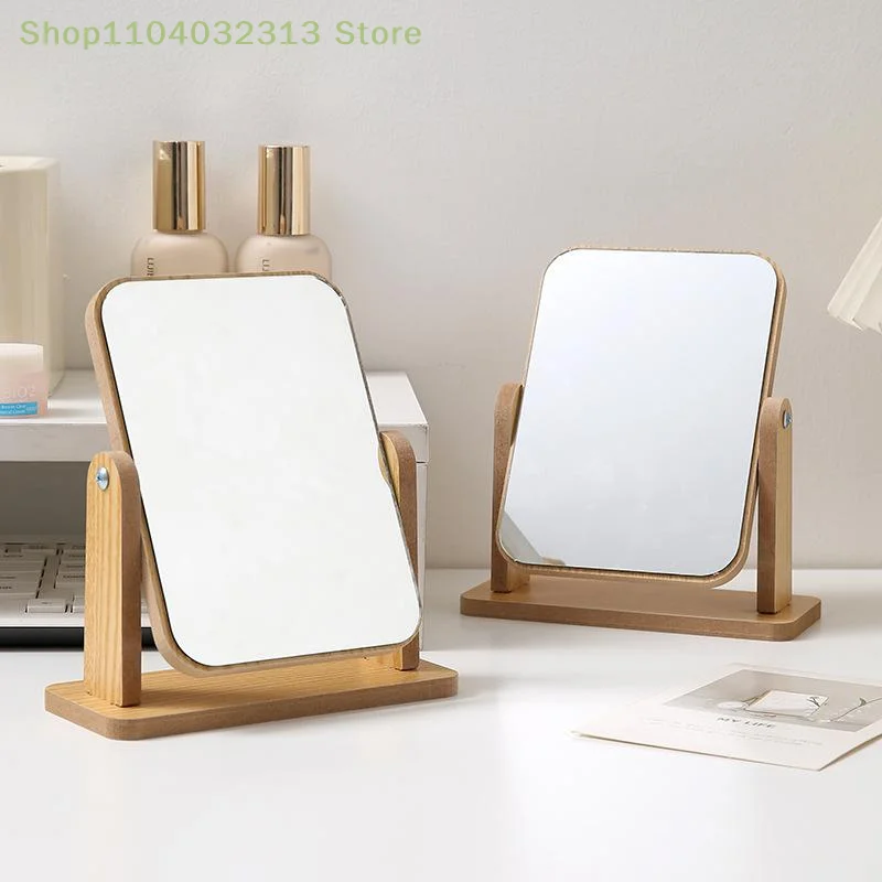 1PC Sunflower Wooden Vanity Mirror with Adjustable Stand Clear Personal Use Makeup Base Desktop for Home & Bathroom