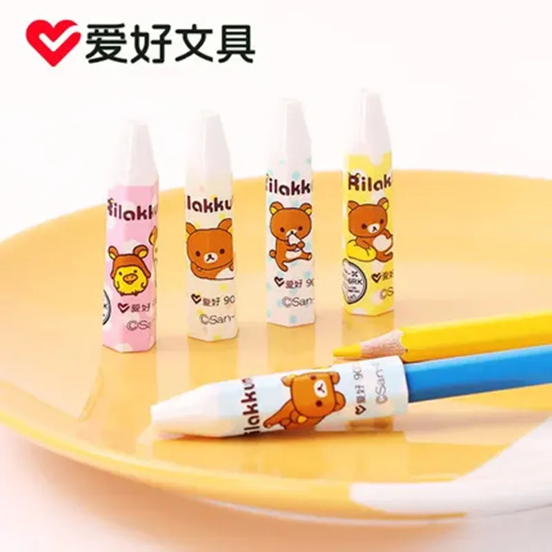 5pcs/Pack AIHAO 90815 Pen Cover Cap Rilakkuma Neutral Pencil Cover School Supplies Kawaii School Cartoon
