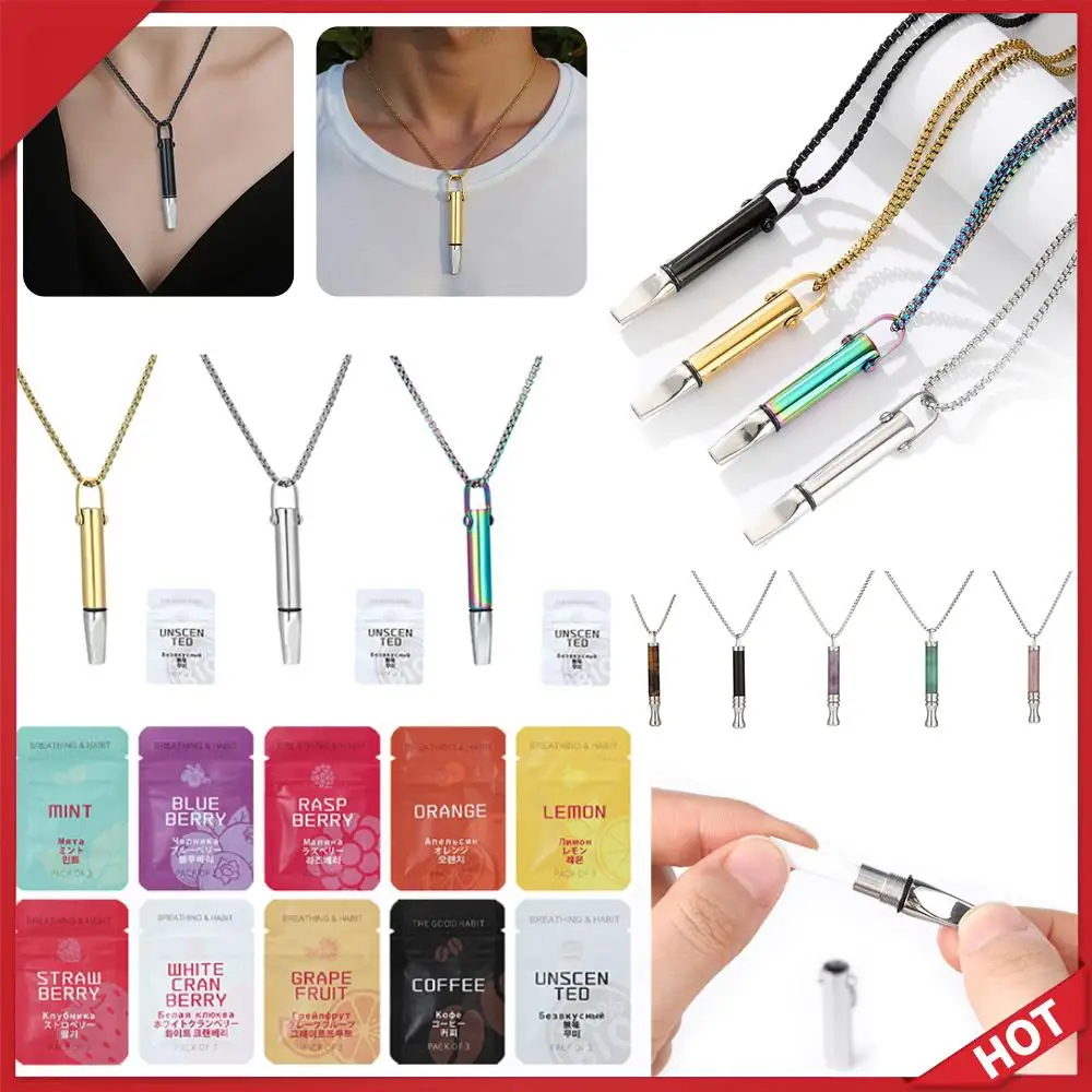 Anti-Smoking Breathing Necklaces for Women Men Quit Smoking Necklace W/ Cotton Core Stop Smoking Aids Anti Smoking Necklace