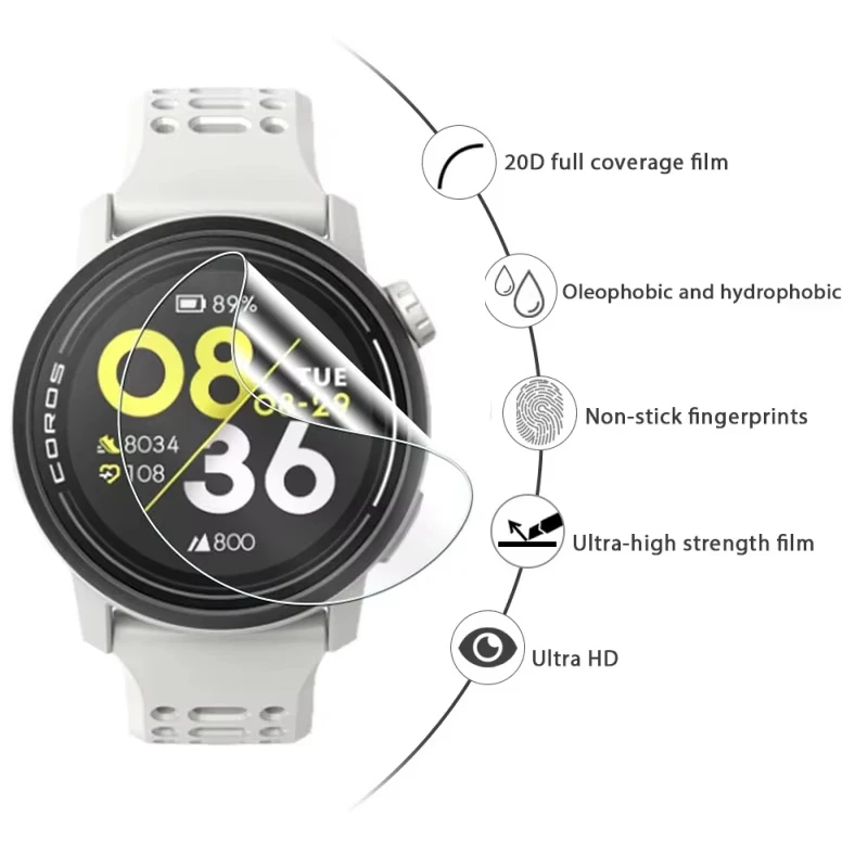 Coros PACE 3 풀 커버 보호 하이드로겔 필름, HD 투명 소프트 필름, 스마트워치 스크린 보호대 액세서리