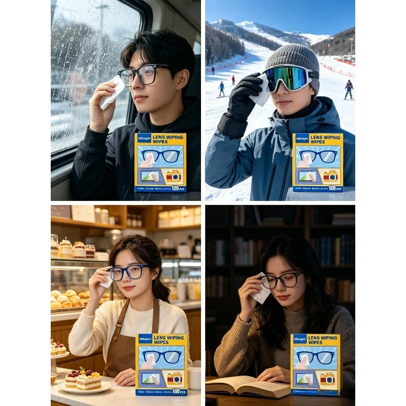 Specialized Cleaning Wipes for Eyeglass Lenses and Screens, Alcohol Cleaning Pads, Material: Non-Woven Fabric, Scratch-Free