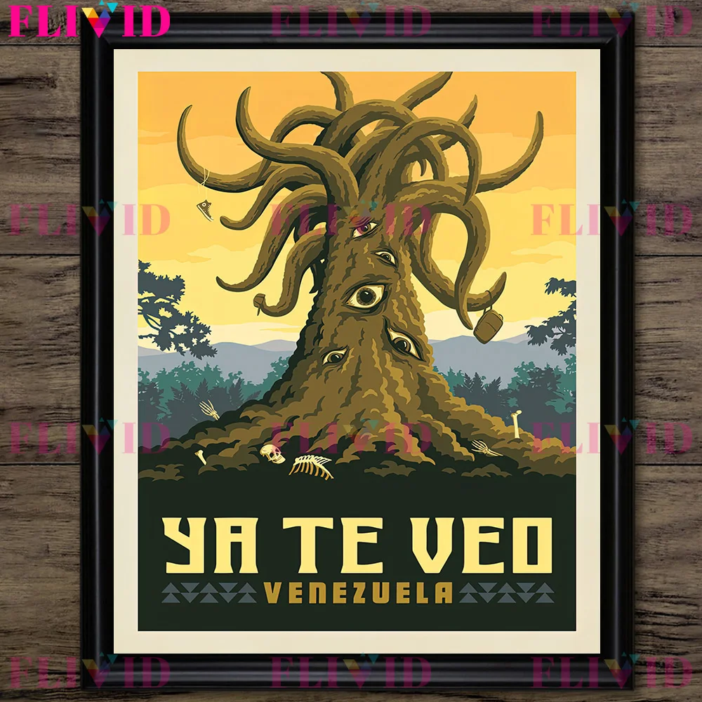 ملصق فني برؤية غريبة مطبوع ، موميا عملاقة ، عفريت بنتاكي ، راكشا ، مخلوقات أسطورية ، فن حائط حيوان خيالي ، طباعة قماش #5