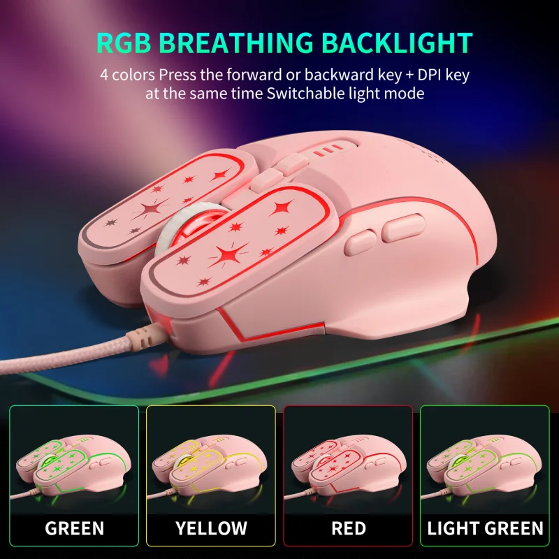 RGB Backlight Gaming Mouse Gamer Adjustable 7200DPI Optical Ergonomic Wired Mice Desktop Mause PC Gaming Laptop Accessories